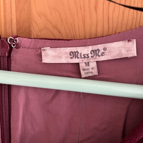 **consigned** MissMe Wine Colored Suede Mini Dress with Lace Up Chest Detail - Picture 7 of 12